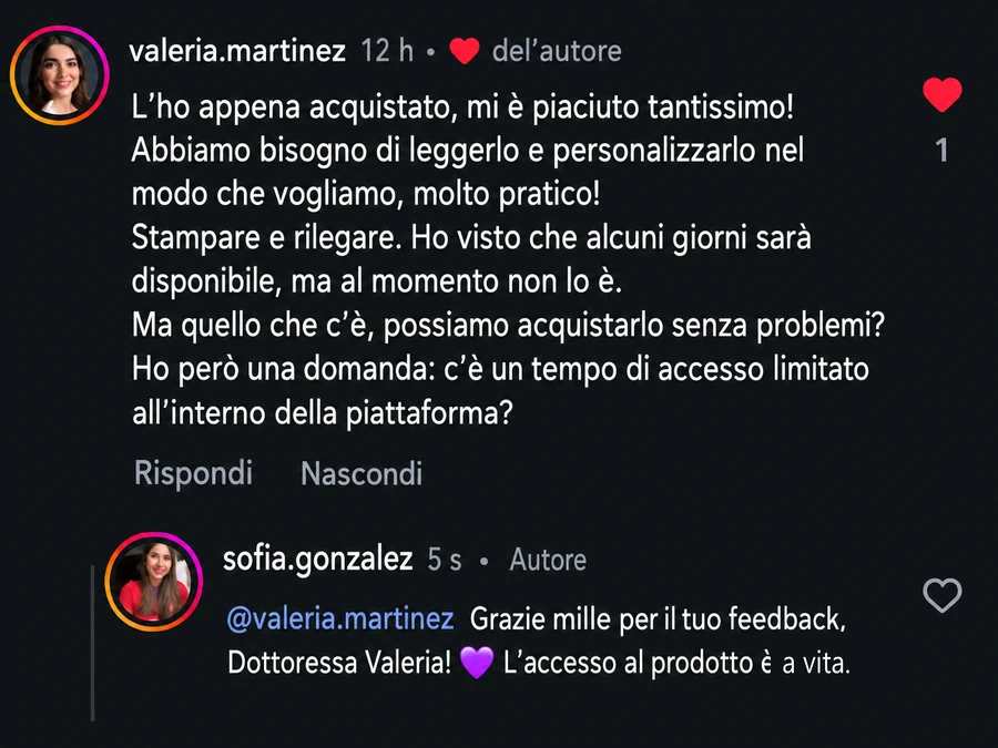 Domanda di un'acquirente e risposta